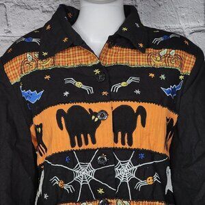Tunique Halloweeend Spiders, Bats, and Black Cats Short Jacket, Women's Large